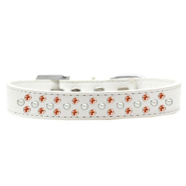 Unconditional Love Sprinkles Pearl & Orange Crystals Dog CollarWhite Size 16 UN797407